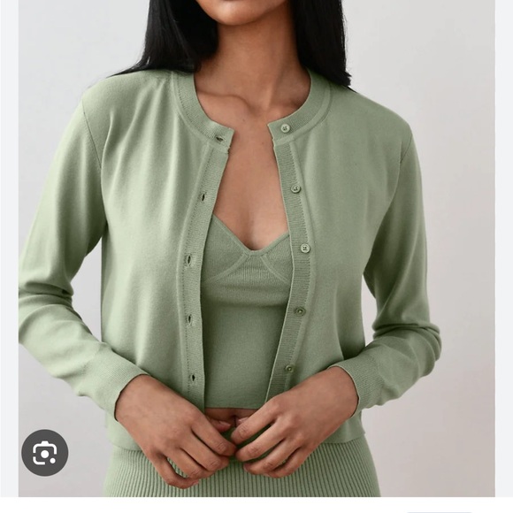 Wilfred Sweaters - Wilfred Light Green Sicily Cardigan Sweater Set with bustier top